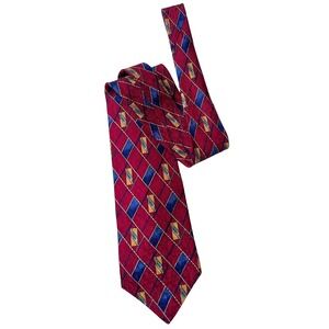Louis Feraud Red Tie 100% Silk Printed In Italy Made In USA Designer Accessories